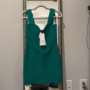 Herve Leger Teal Bandage Dress